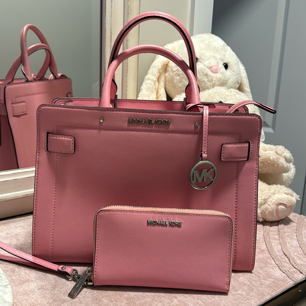 Pink Michael Kors, bag, and wallet